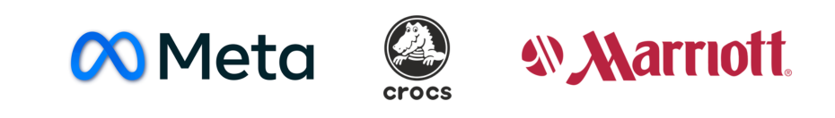 Brand deal logos for Crocs, Meta, and Marriott featured on Charlotte Glass’s Raymond Representation profile.