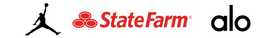 Brand deal logos for State Farm, Jordan, and Alo featured on Drew Hanlen’s Raymond Representation profile.