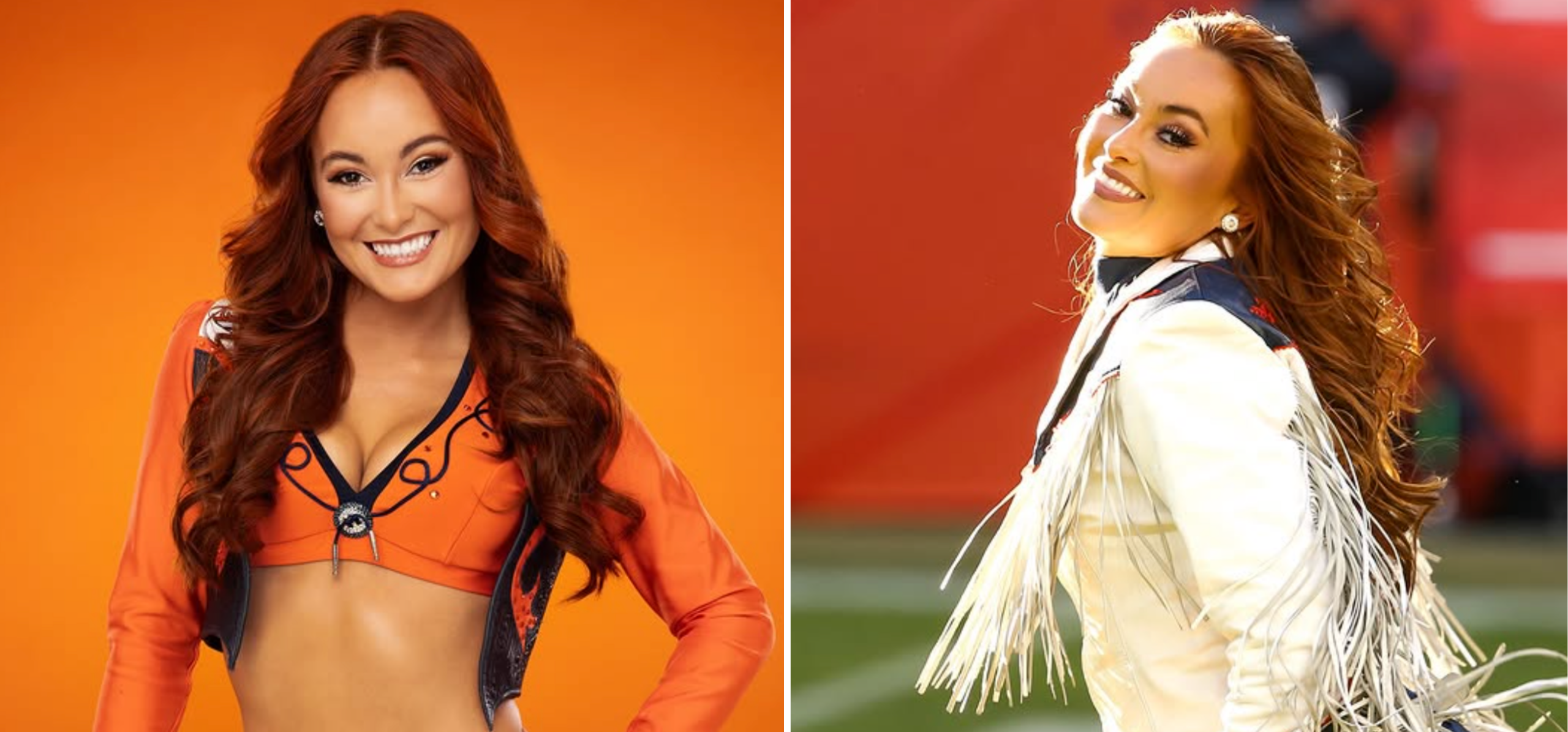 Shariah Trujillo performing as a Denver Broncos cheerleader represented by Raymond Representation.