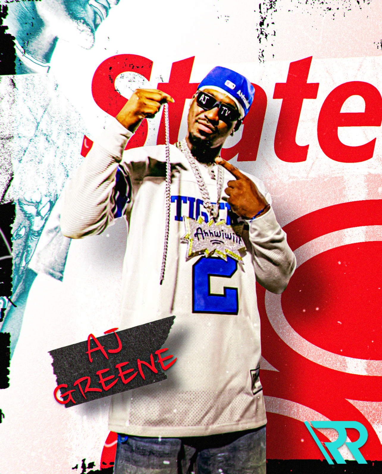AJ Greene State Farm NIL deal graphic represented by Raymond Representation.